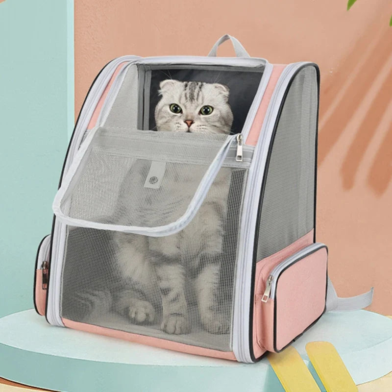 Tierrucksack atmungsaktiv Mesh strukturiert geräumig Katzen