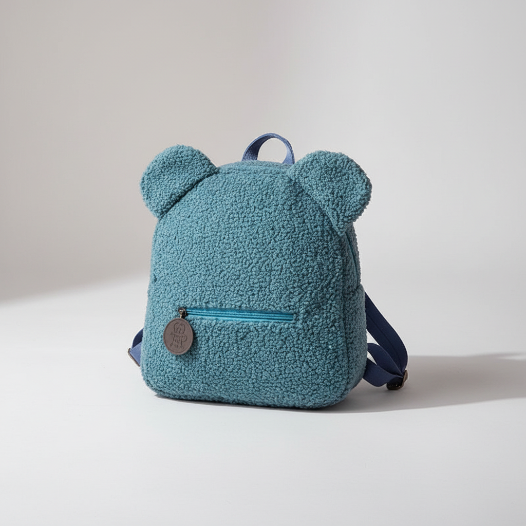 Flauschiger Bären-Rucksack mit Flanell-Außenseite und gepolsterten Trägern