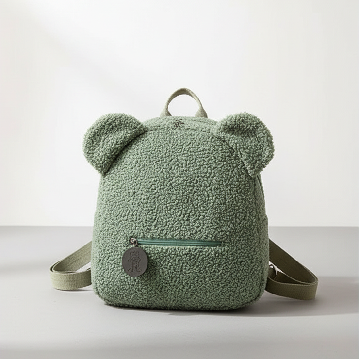 Flauschiger Bären-Rucksack mit Flanell-Außenseite und gepolsterten Trägern