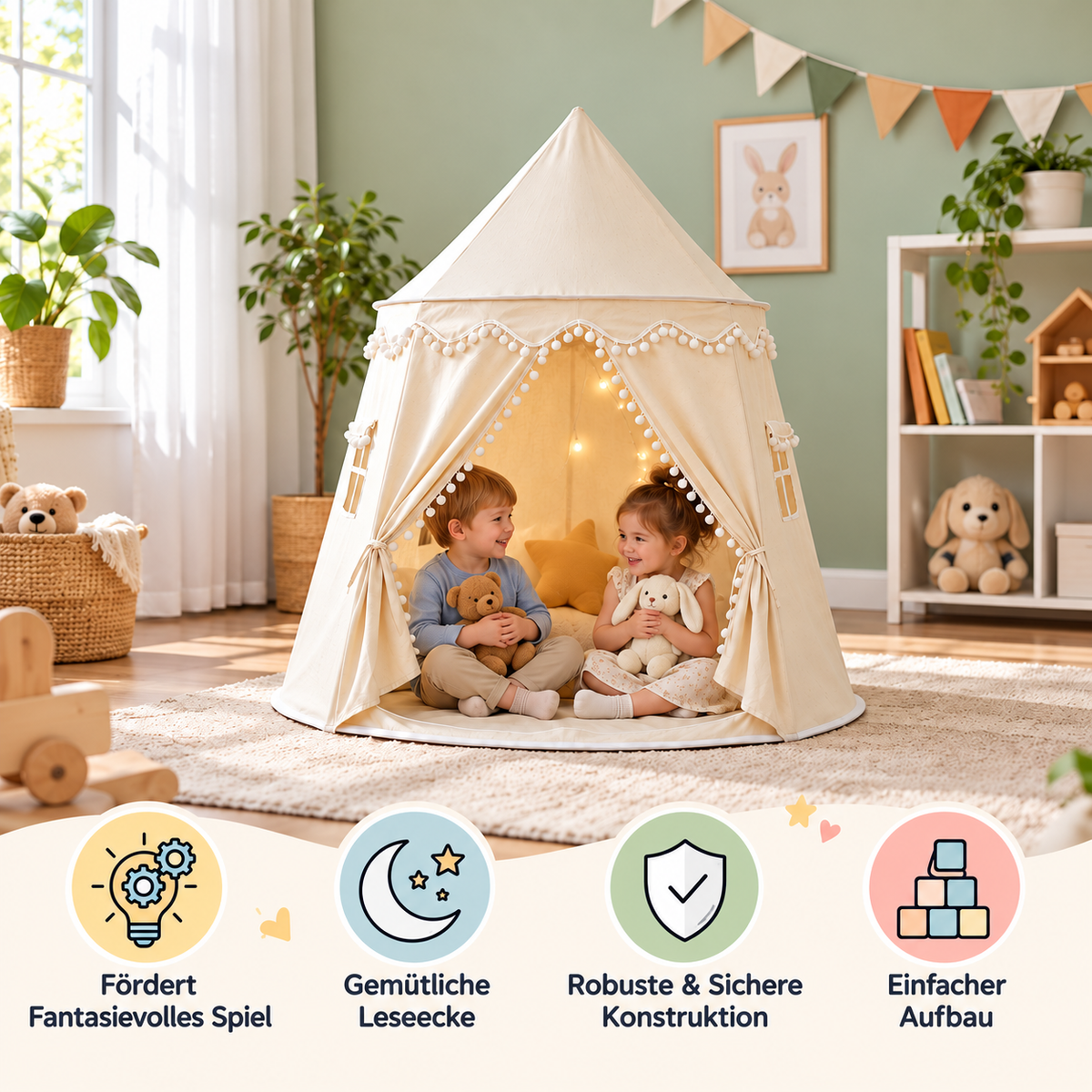 Nordspur | Gemütliches Kinder-Spielzelt – Ein charmantes Versteck zum Lesen & Spielen