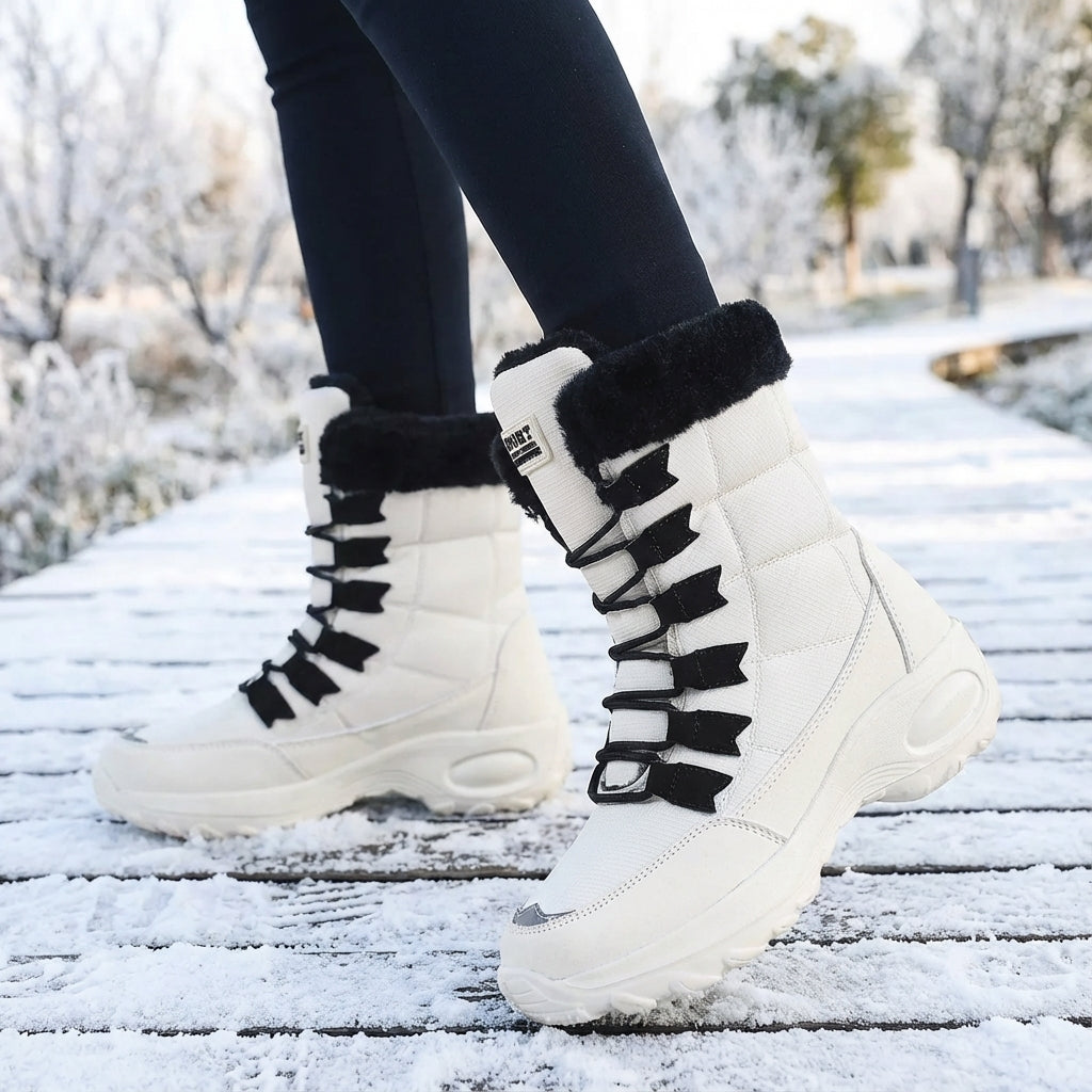 Winterstiefel Damen rutschfest warm gefüttert Schnürsenkelverschluss