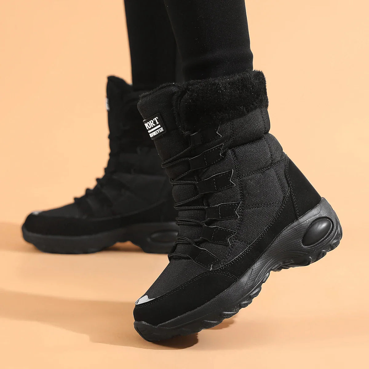 Winterstiefel Damen rutschfest warm gefüttert Schnürsenkelverschluss
