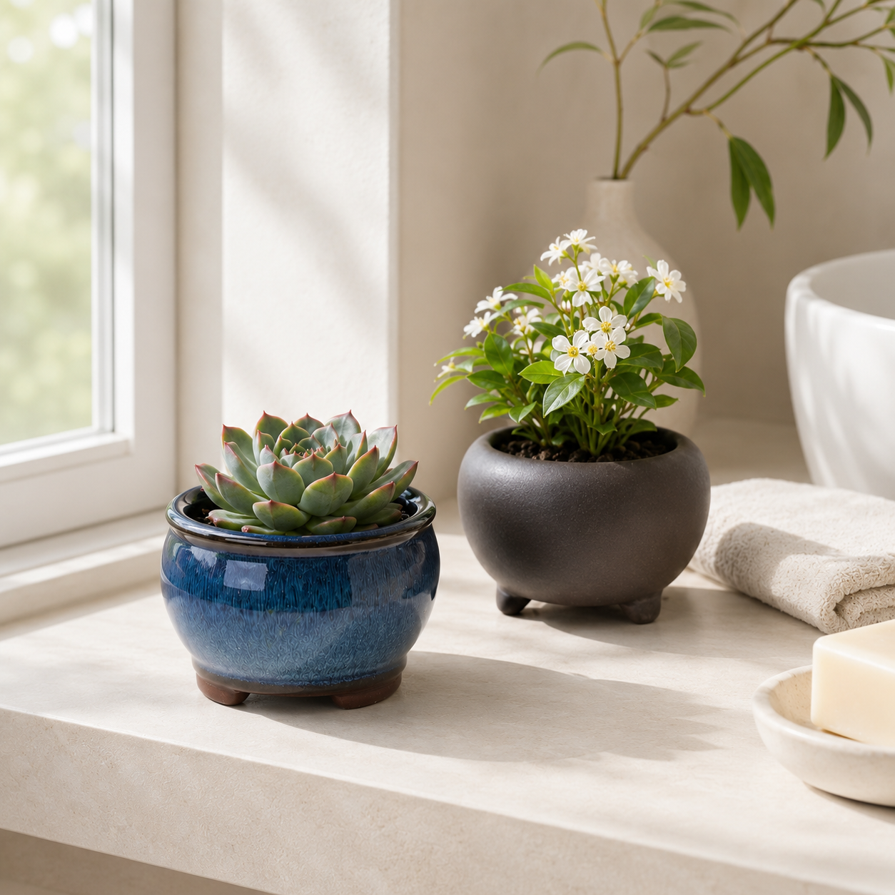 Nordspur | Glazwyn Runder glasierter Blumenkübel