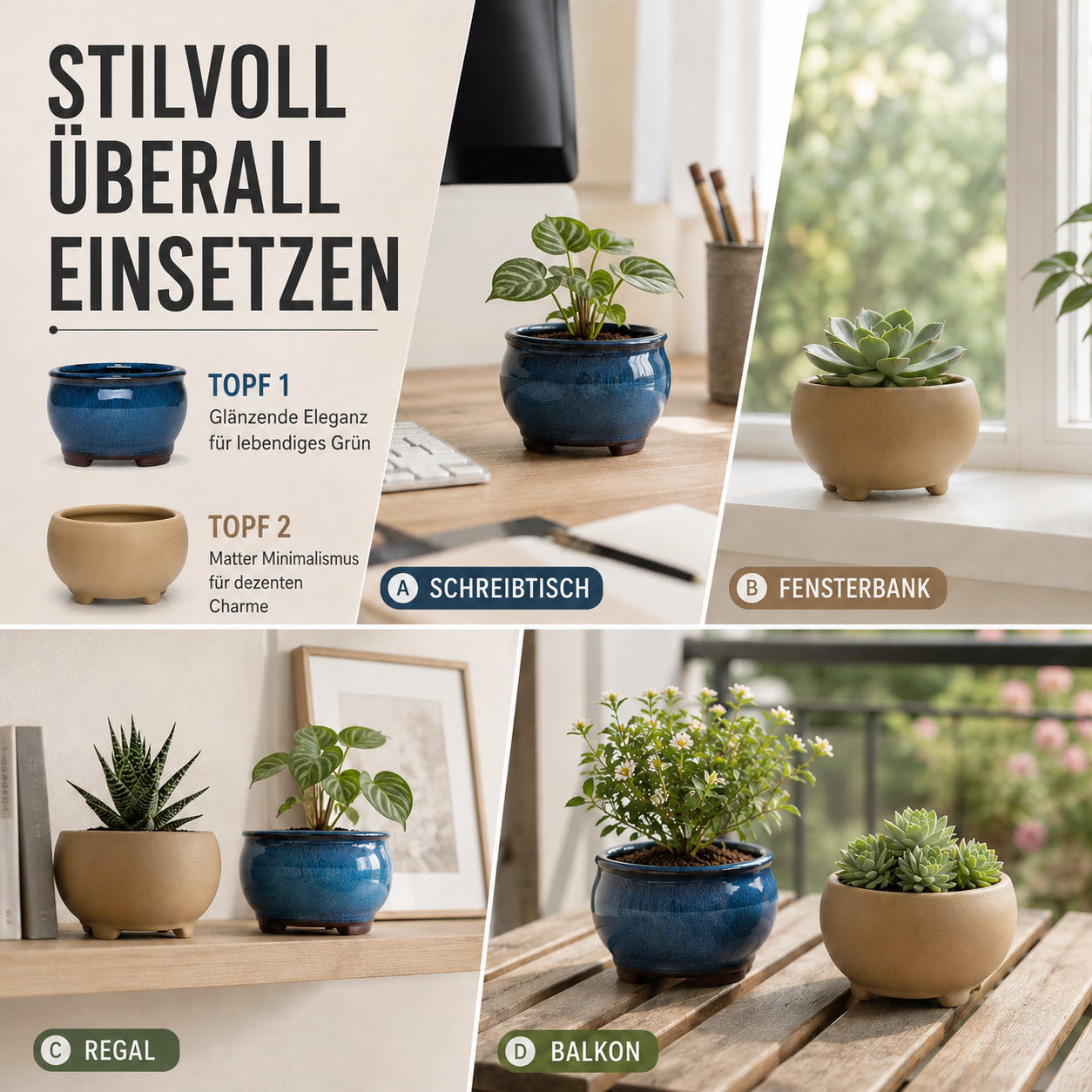 Nordspur | Glazwyn Runder glasierter Blumenkübel