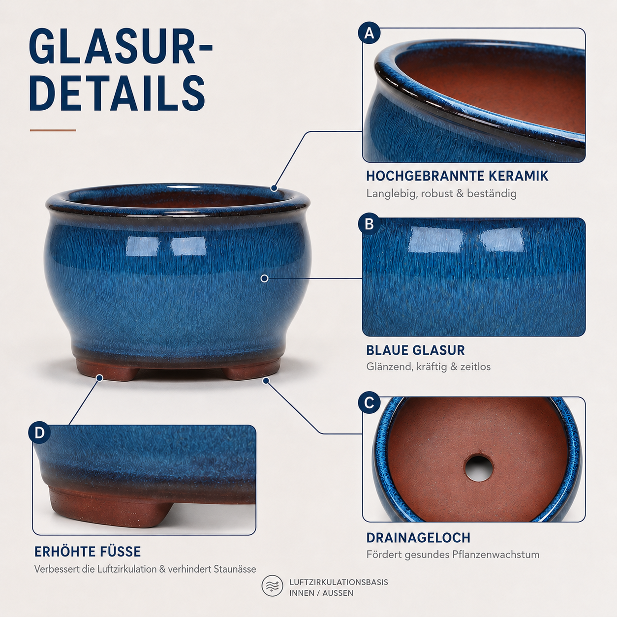 Nordspur | Glazwyn Runder glasierter Blumenkübel