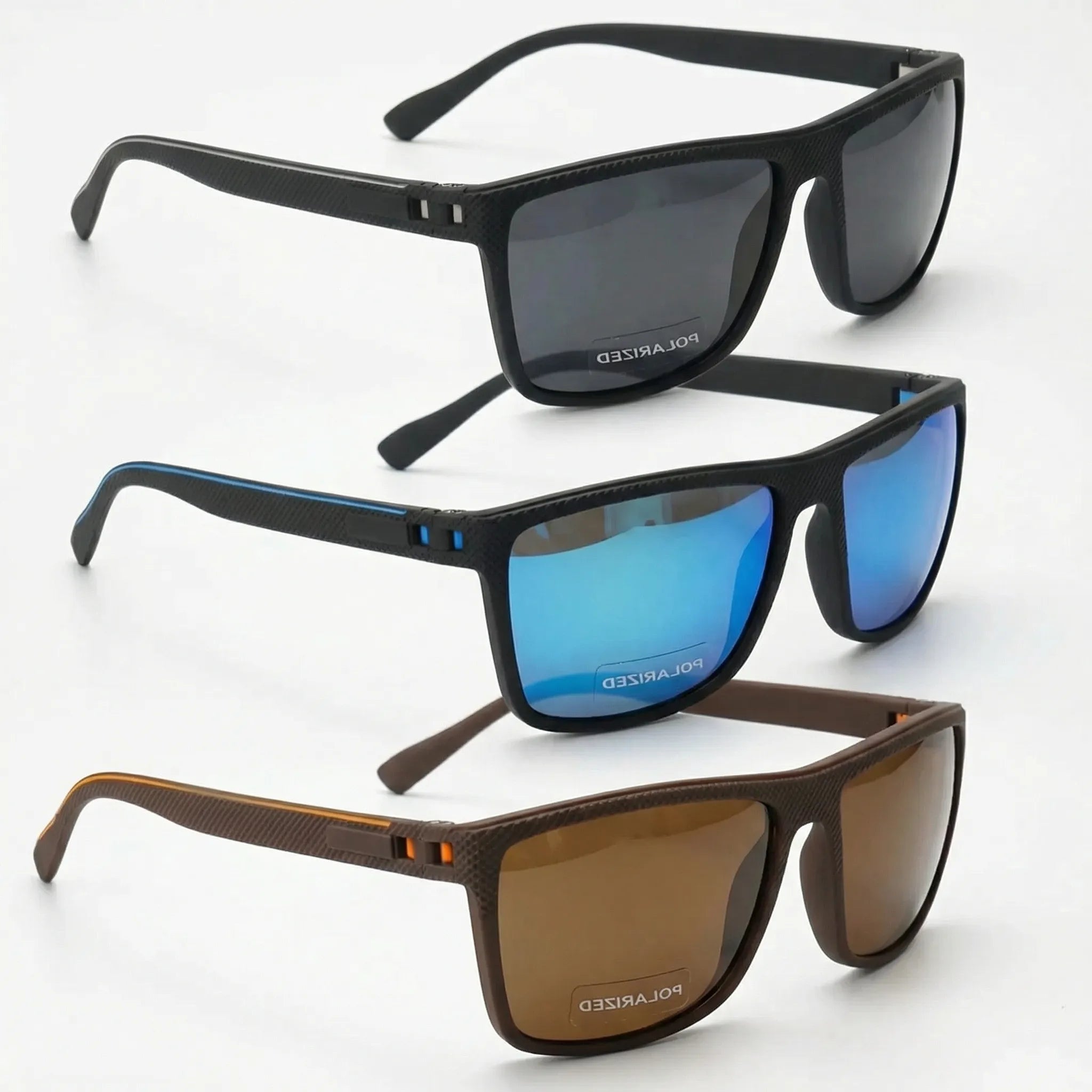Quadratische Sonnenbrille mit polarisierten Gläsern und Federscharnieren