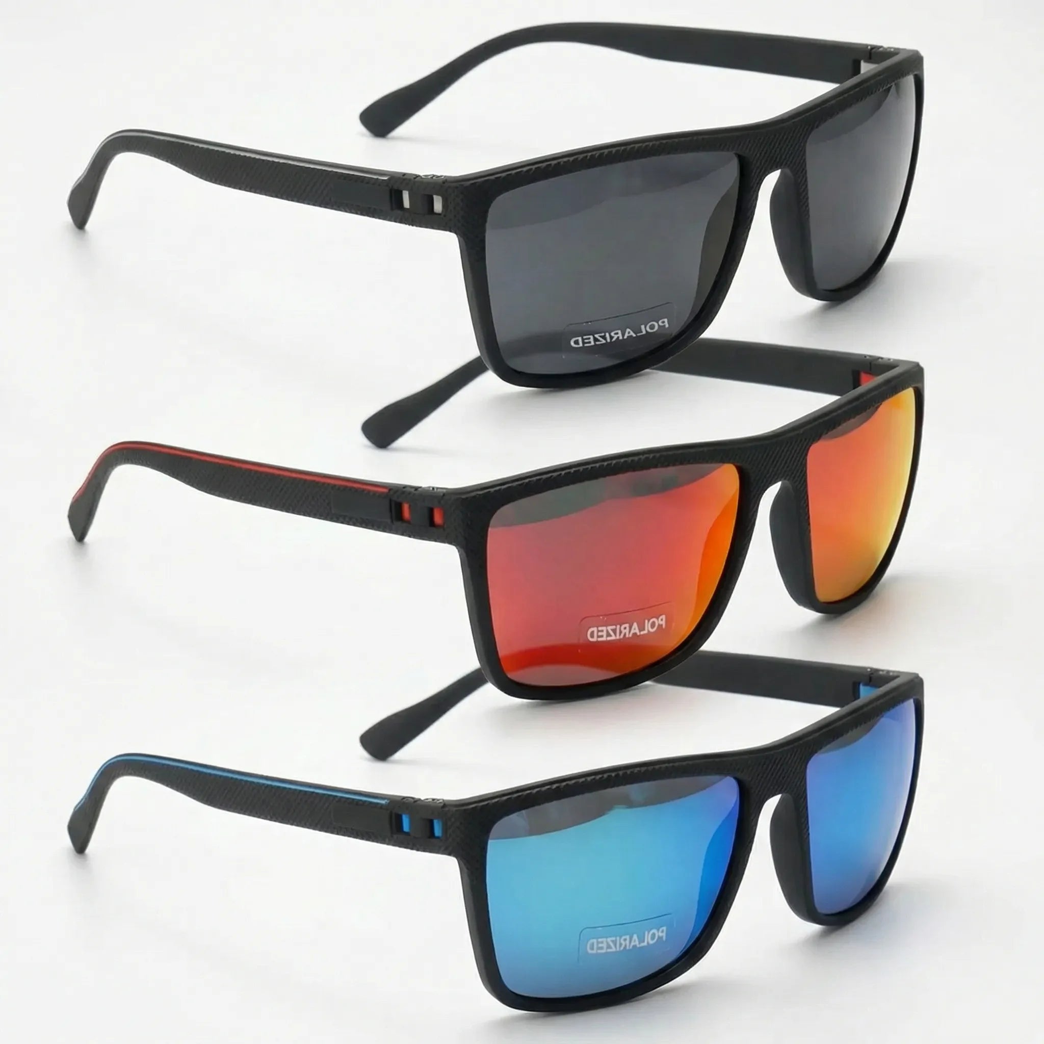 Quadratische Sonnenbrille mit polarisierten Gläsern und Federscharnieren