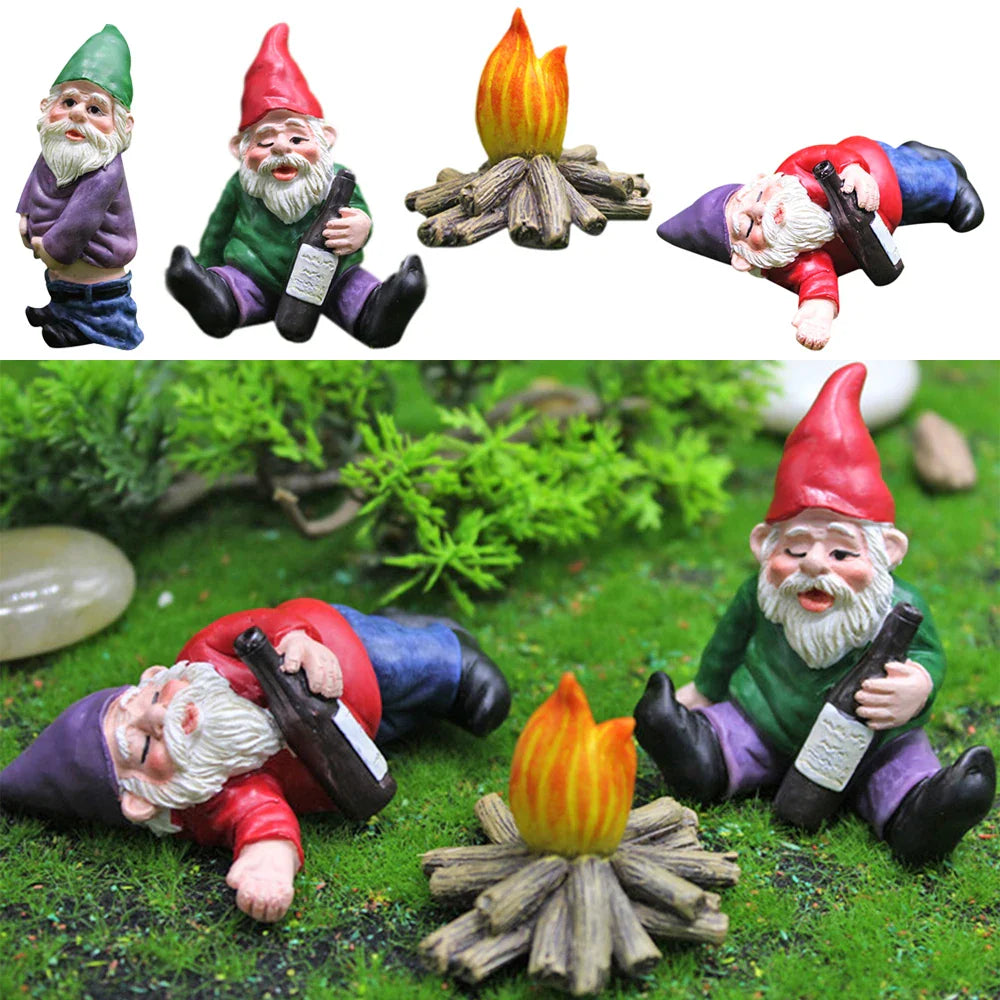 Humorvolle Miniatur-Gnom-Figuren Set für Garten und Fee-Gärten