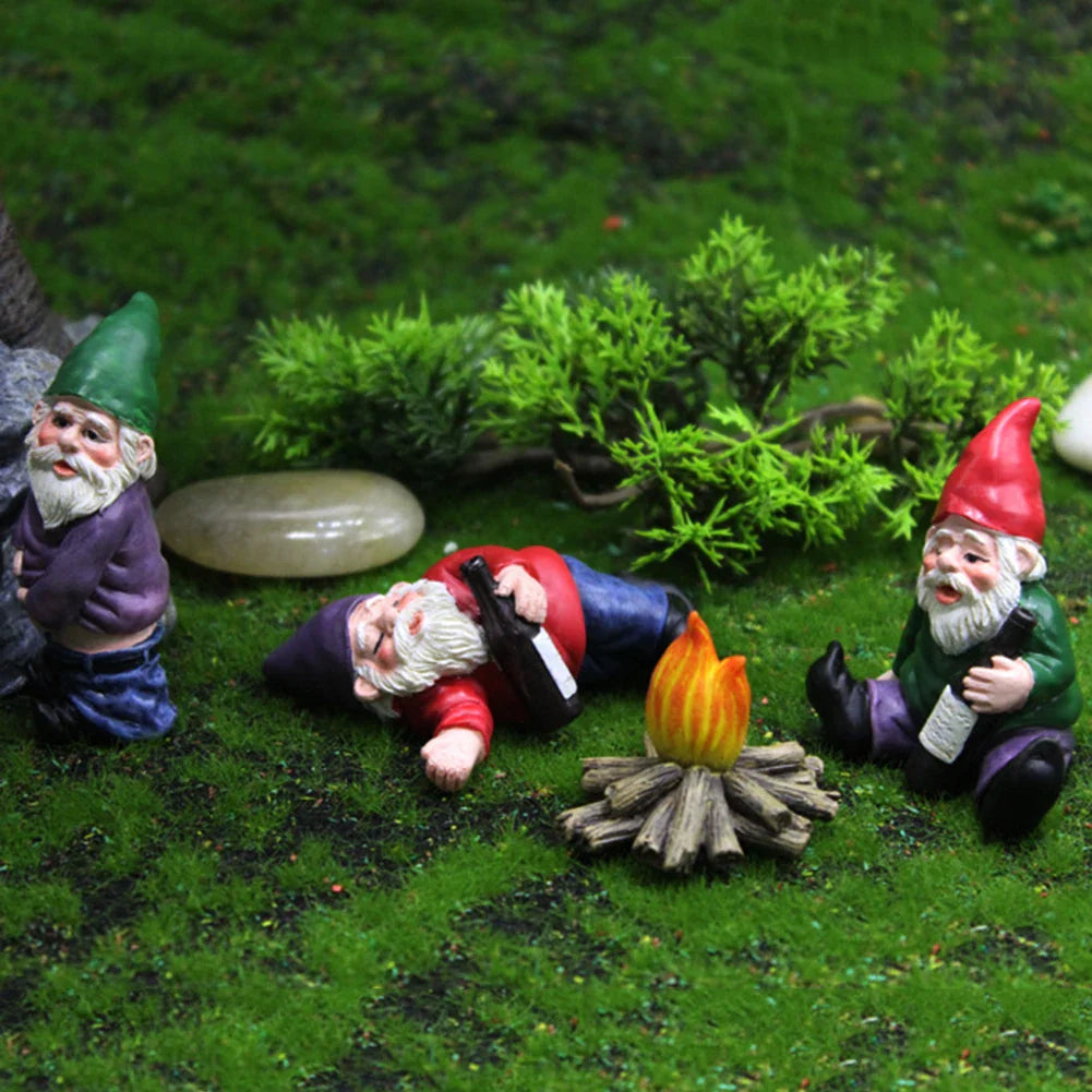 Humorvolle Miniatur-Gnom-Figuren Set für Garten und Fee-Gärten