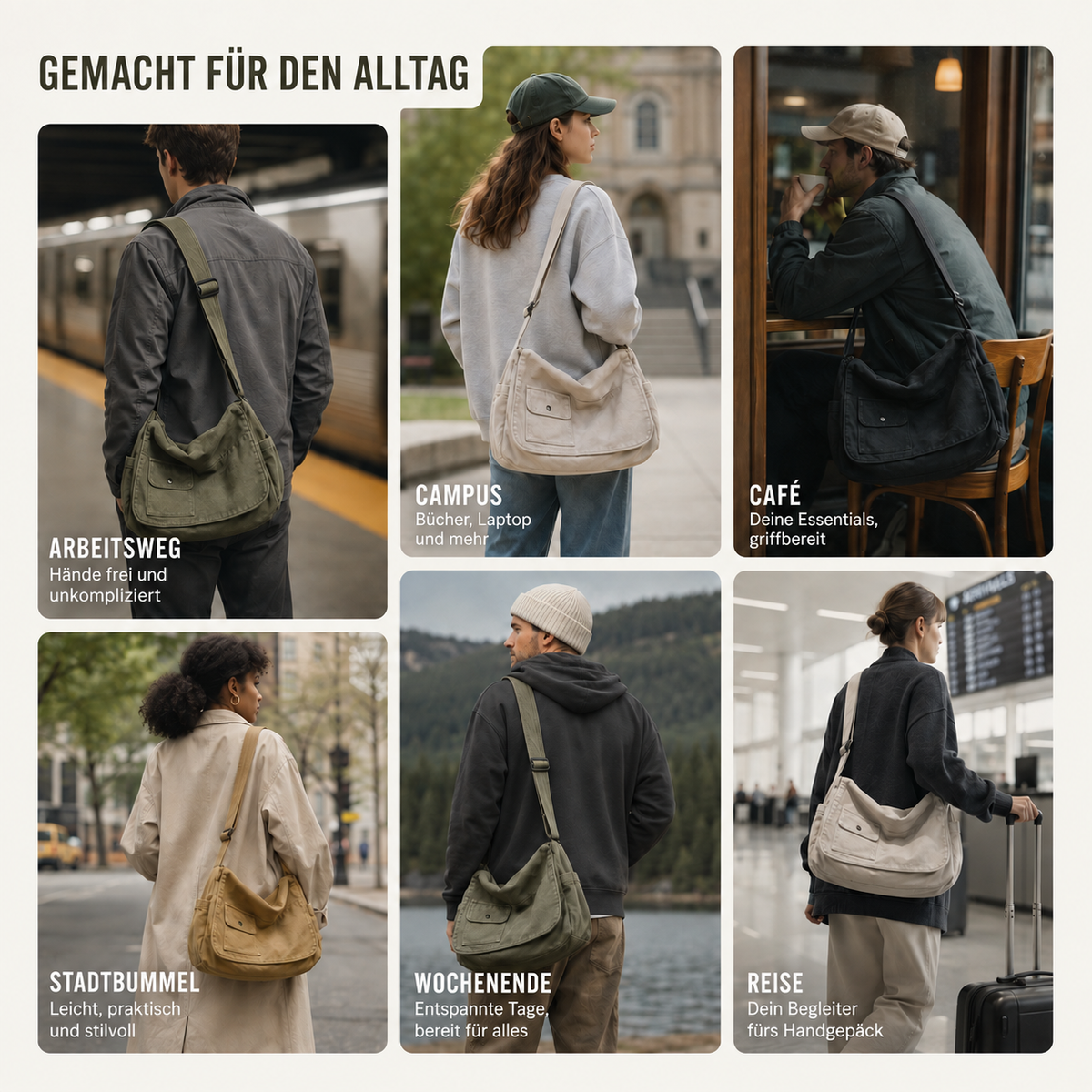 Nordspur | Große Canvas Messenger Tasche