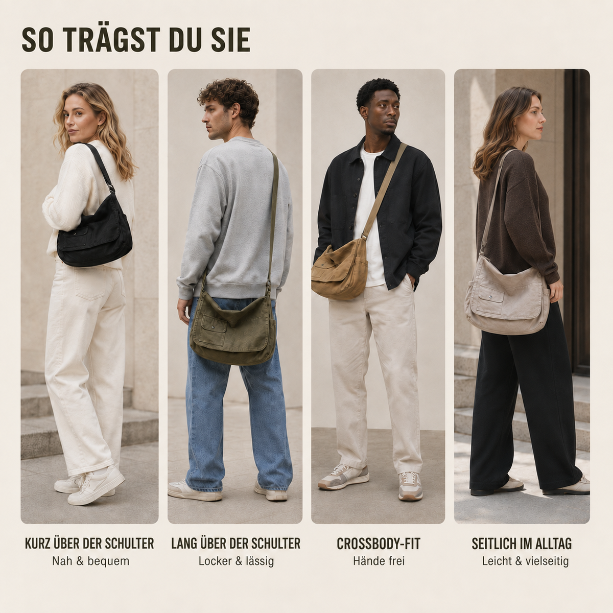 Nordspur | Große Canvas Messenger Tasche