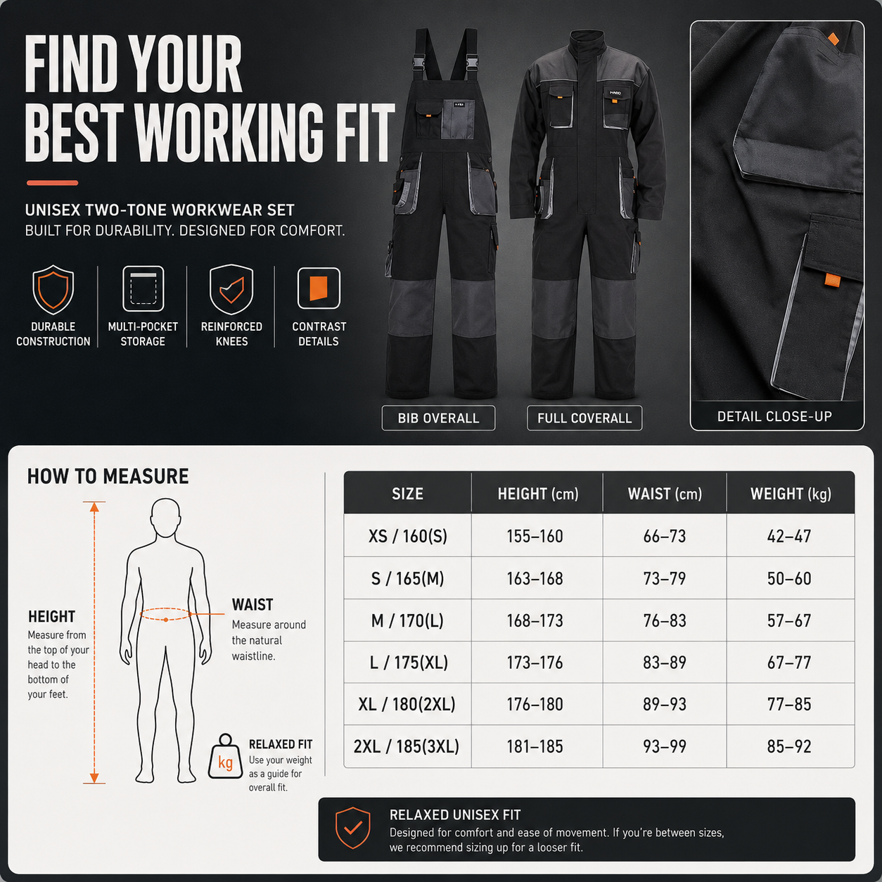 Nordspur | Gruvtek Multi-Pocket-Latzhosen-Arbeitsanzug