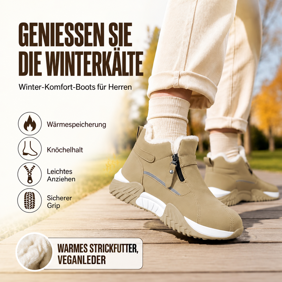Nordspur | Herren Warme Gefütterte Winter-Stiefeletten mit Fleece