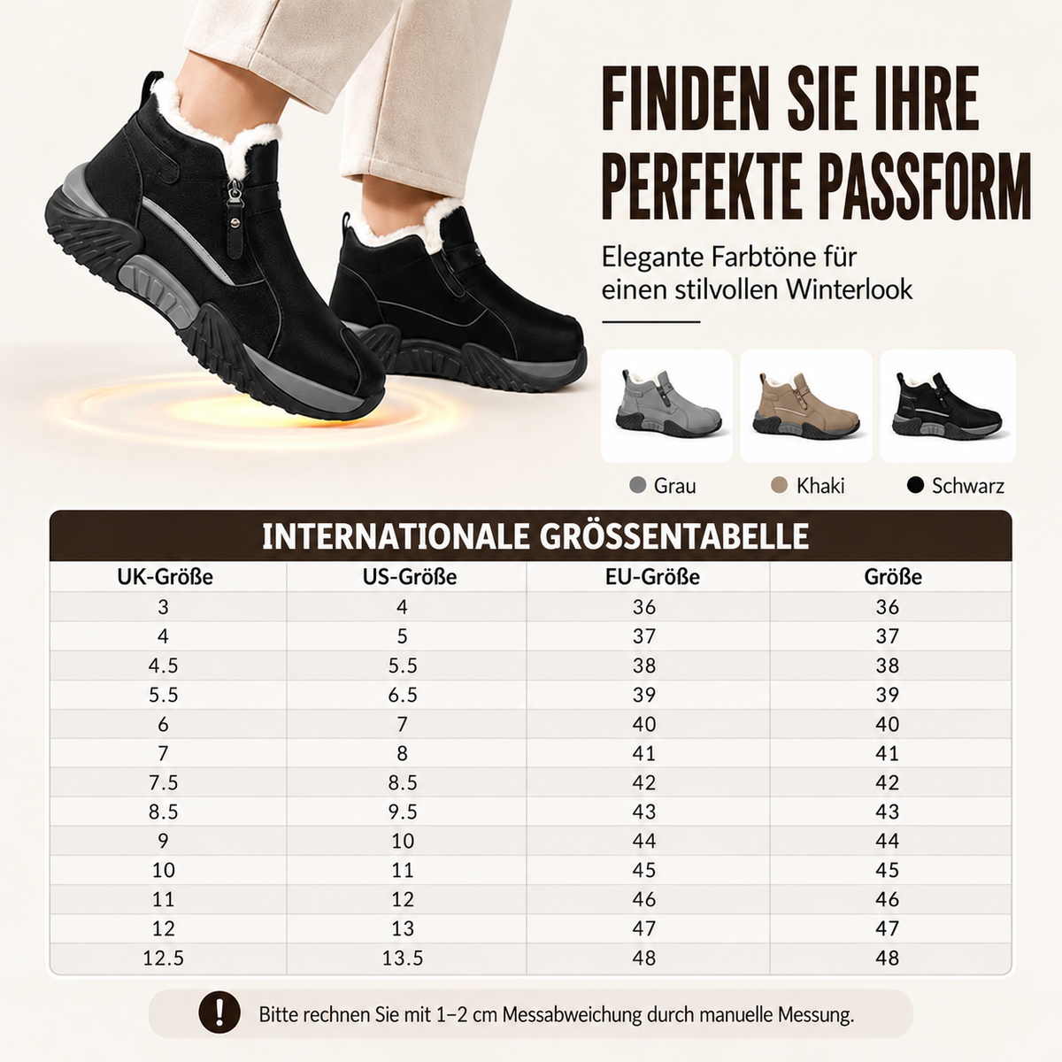 Nordspur | Herren Warme Gefütterte Winter-Stiefeletten mit Fleece