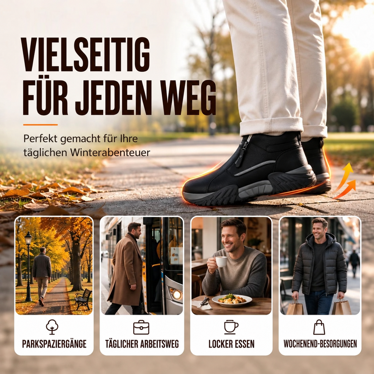 Nordspur | Herren Warme Gefütterte Winter-Stiefeletten mit Fleece