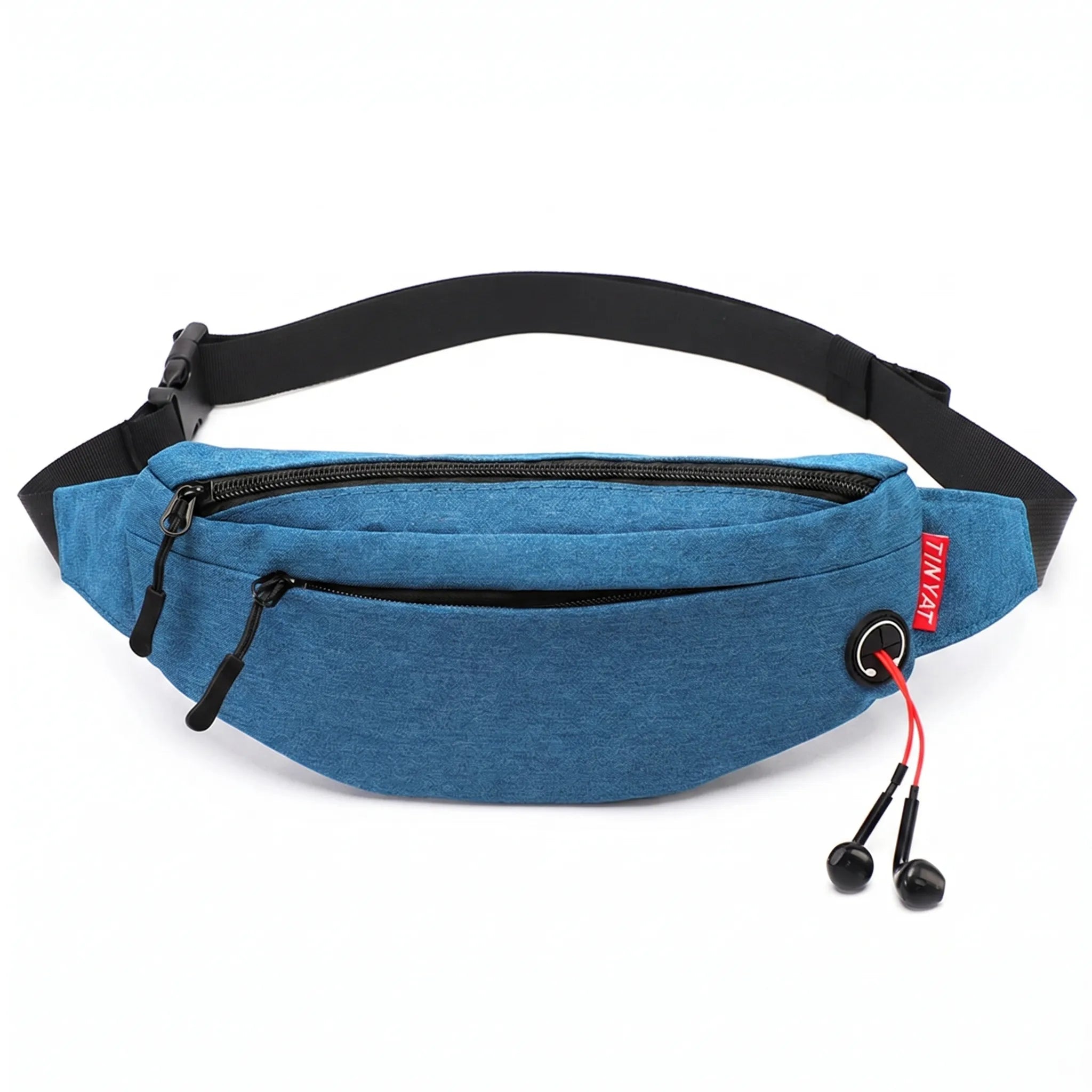 Gekrümmte Bauchtasche mit dualem Reißverschluss und verstellbarem Riemen