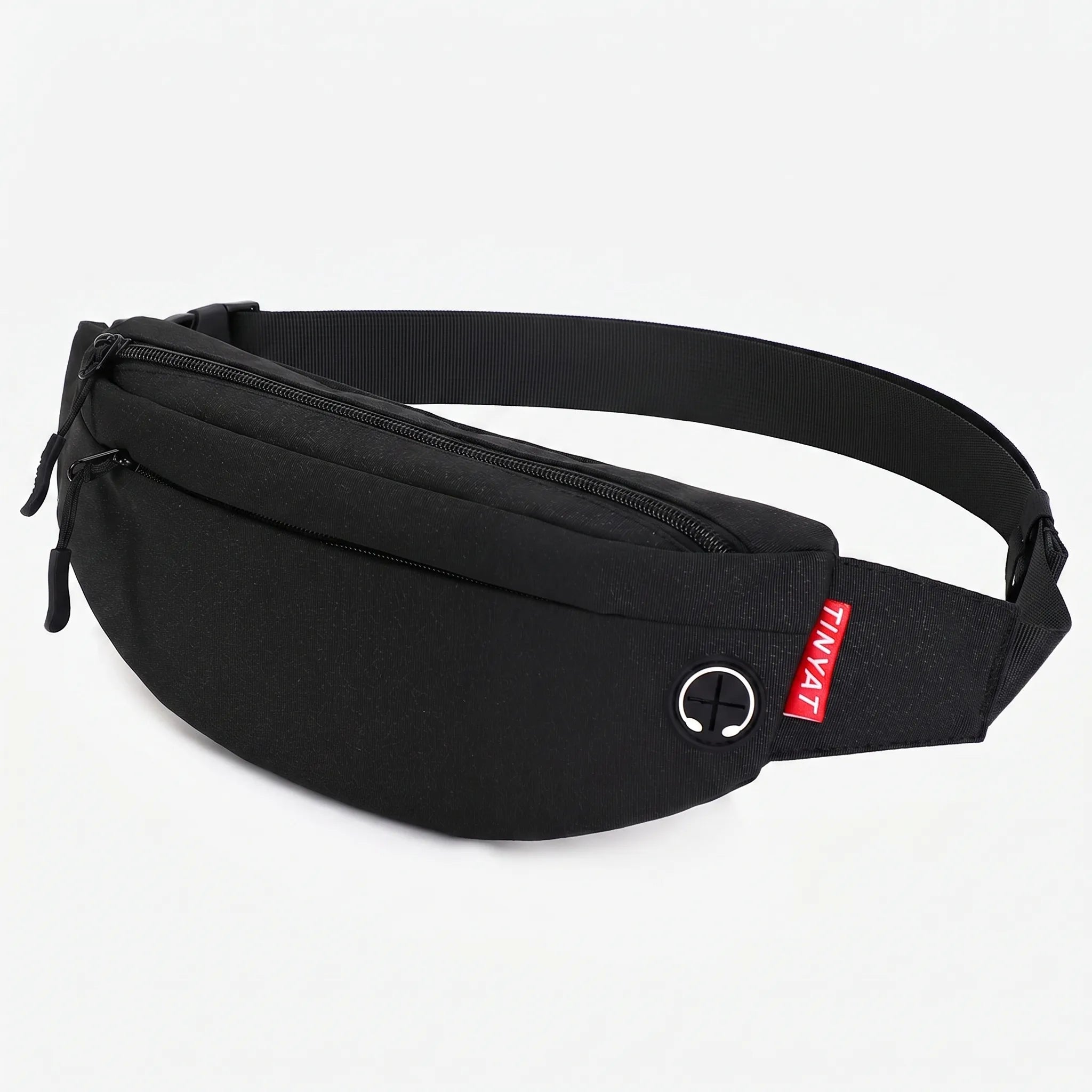 Gekrümmte Bauchtasche mit dualem Reißverschluss und verstellbarem Riemen