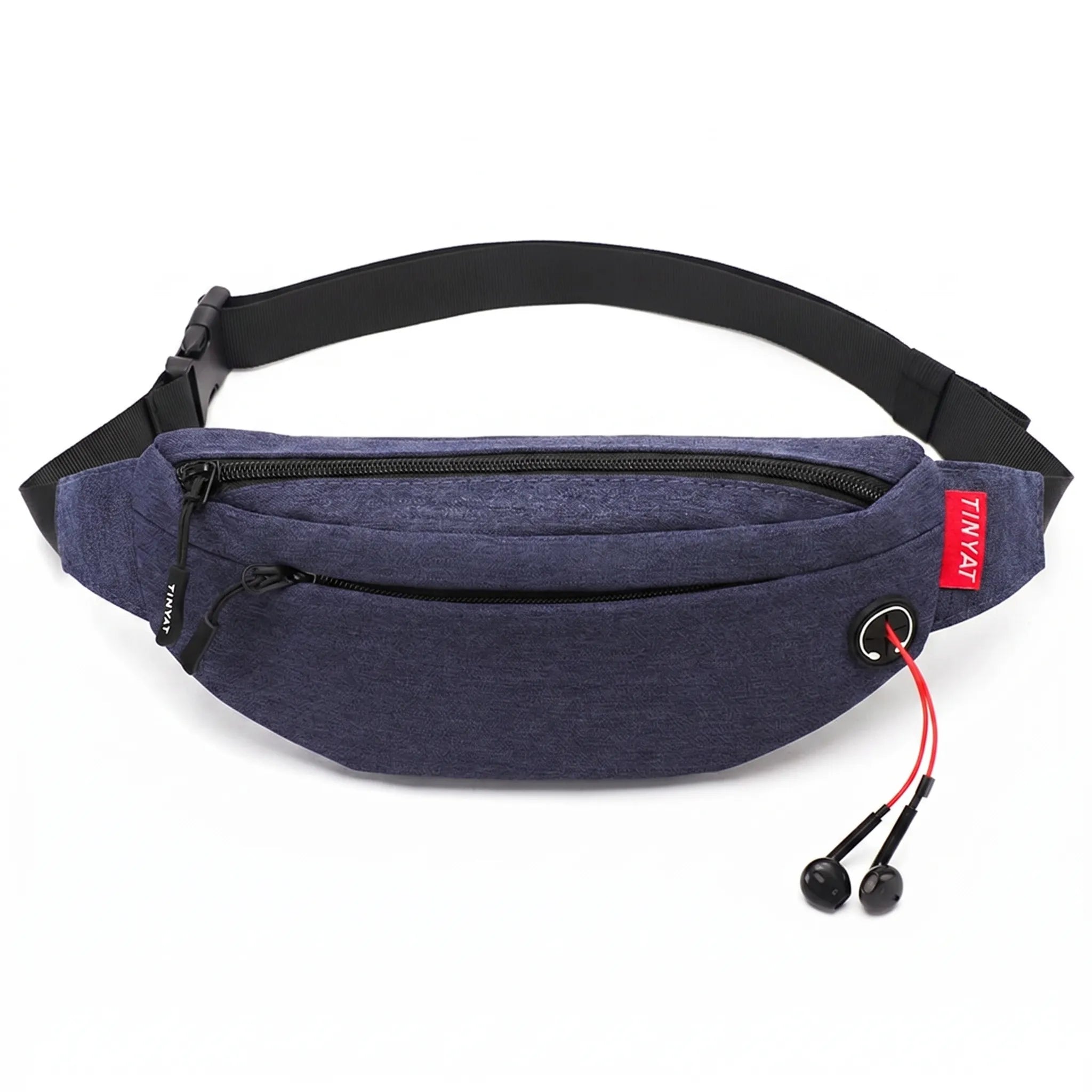 Gekrümmte Bauchtasche mit dualem Reißverschluss und verstellbarem Riemen