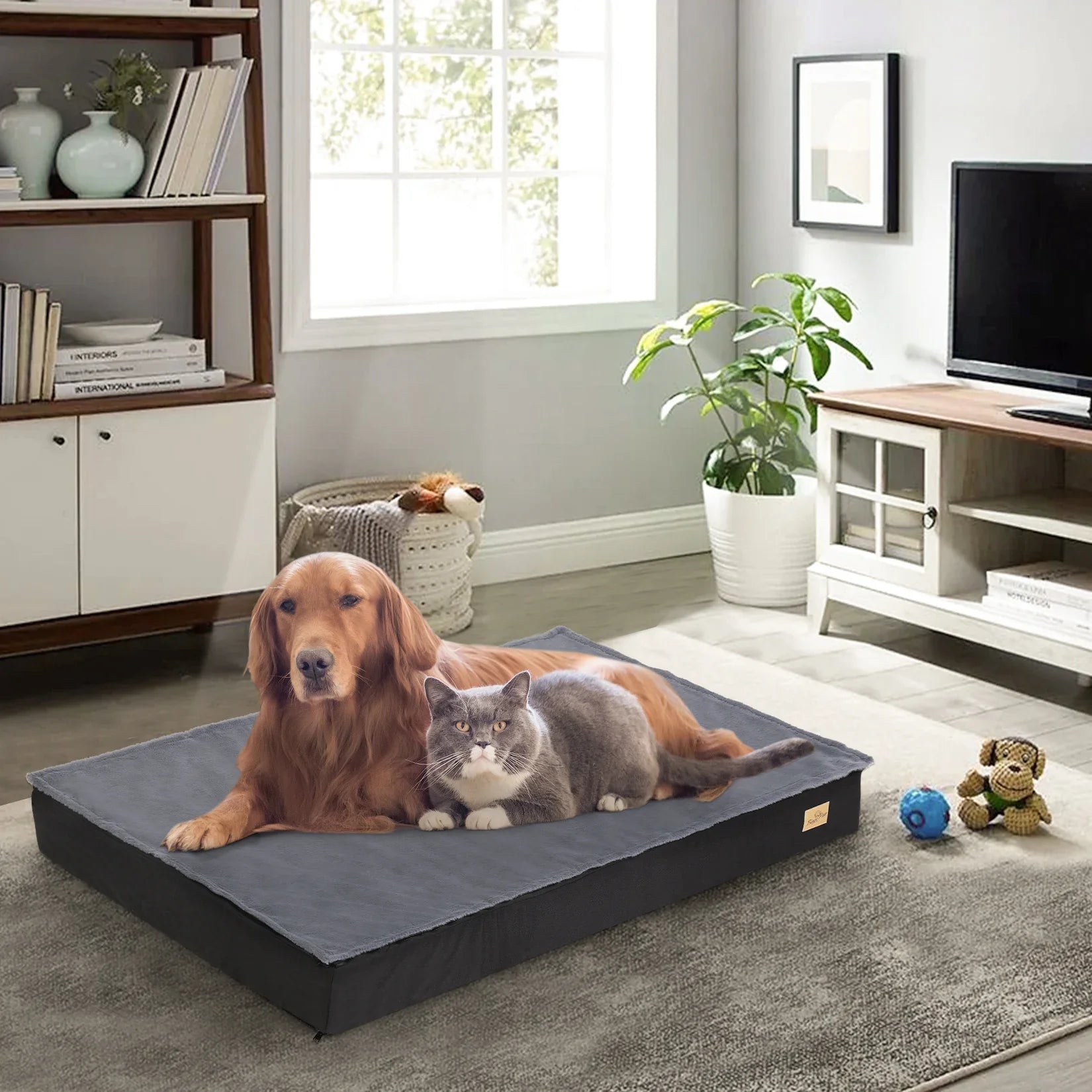 Orthopädisches Hundebett groß für Hunde mit wasserdichtem Futter und rutschfester Unterseite