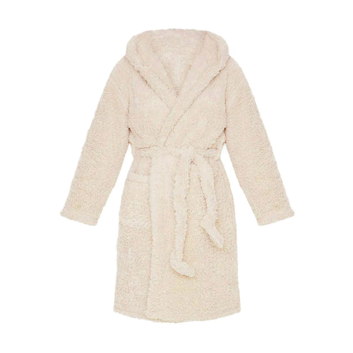 Kapuzen-Bademantel knielang doppelseitiges Fleece warm