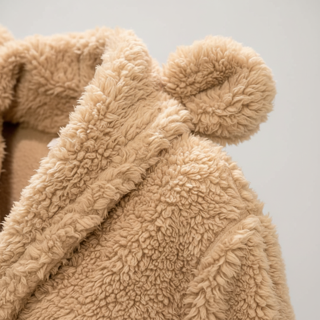 Kapuzen-Bademantel knielang doppelseitiges Fleece warm