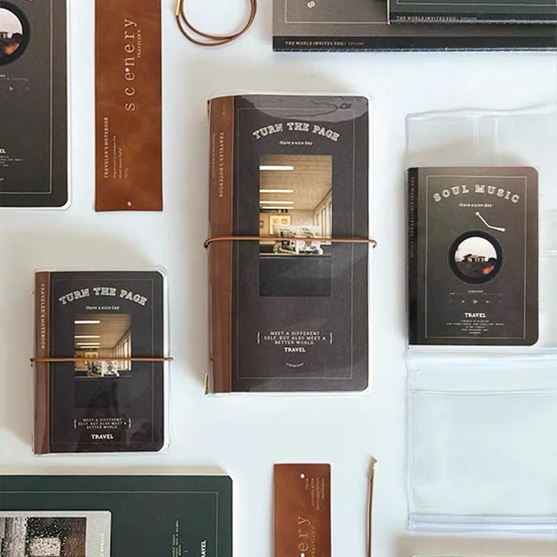 Reisepassformat Notizbuch mit Elastikverschluss und Vintage-Design