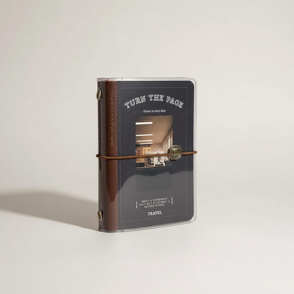 Reisepassformat Notizbuch mit Elastikverschluss und Vintage-Design