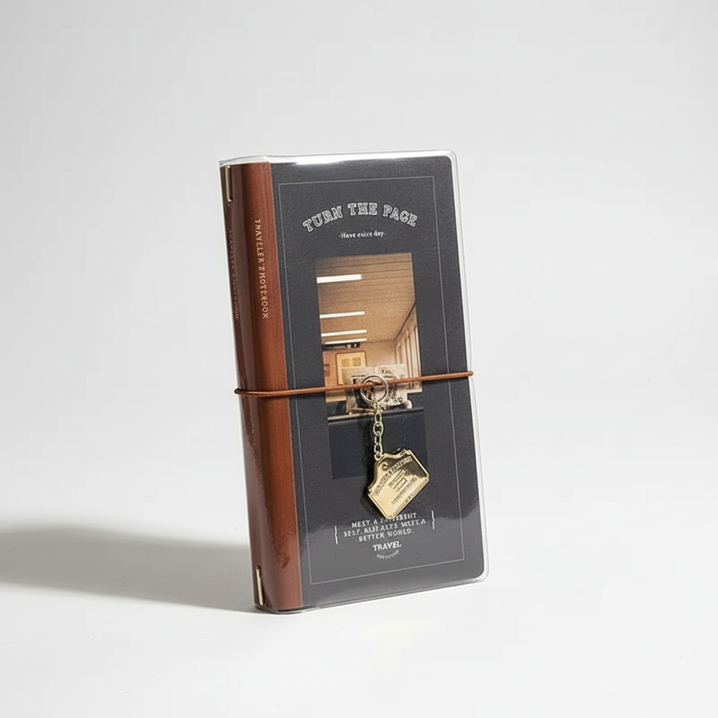 Reisepassformat Notizbuch mit Elastikverschluss und Vintage-Design