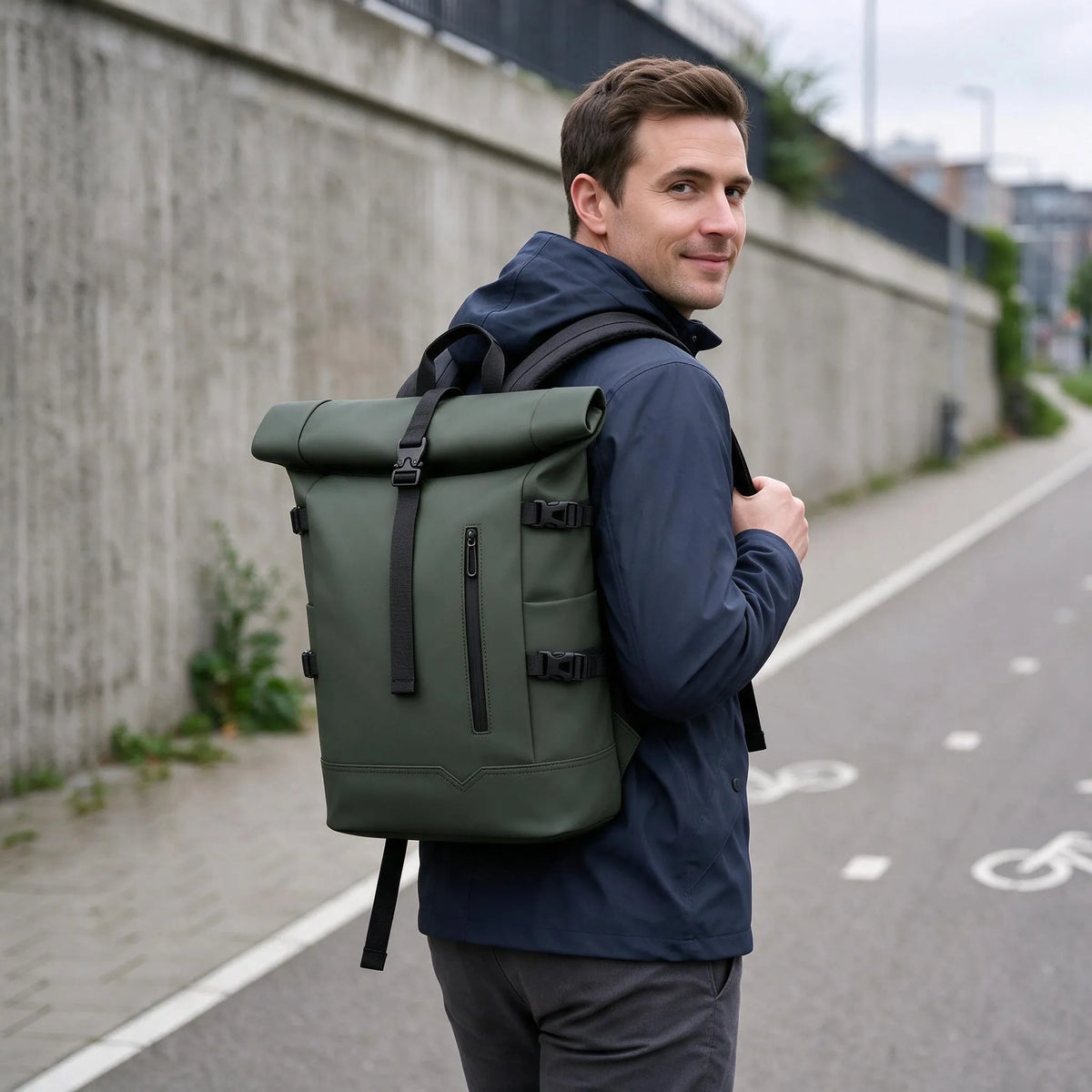 Nordspur | Kallvion Wasserabweisender Kurierrucksack Mit Rolltop Verschluss