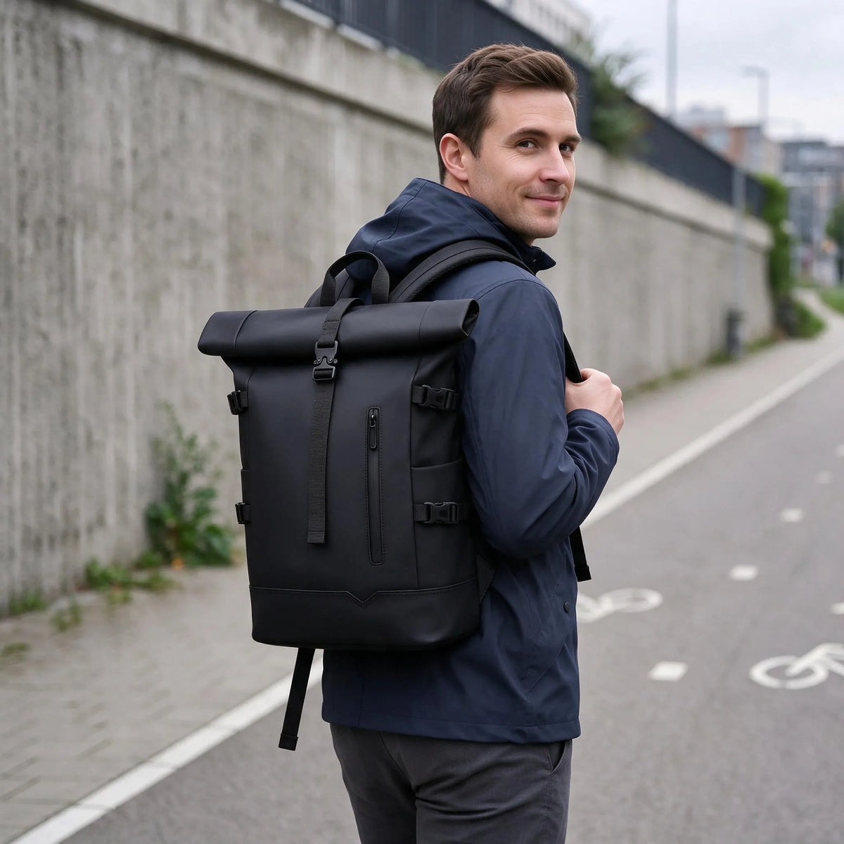 Nordspur | Kallvion Wasserabweisender Kurierrucksack Mit Rolltop Verschluss