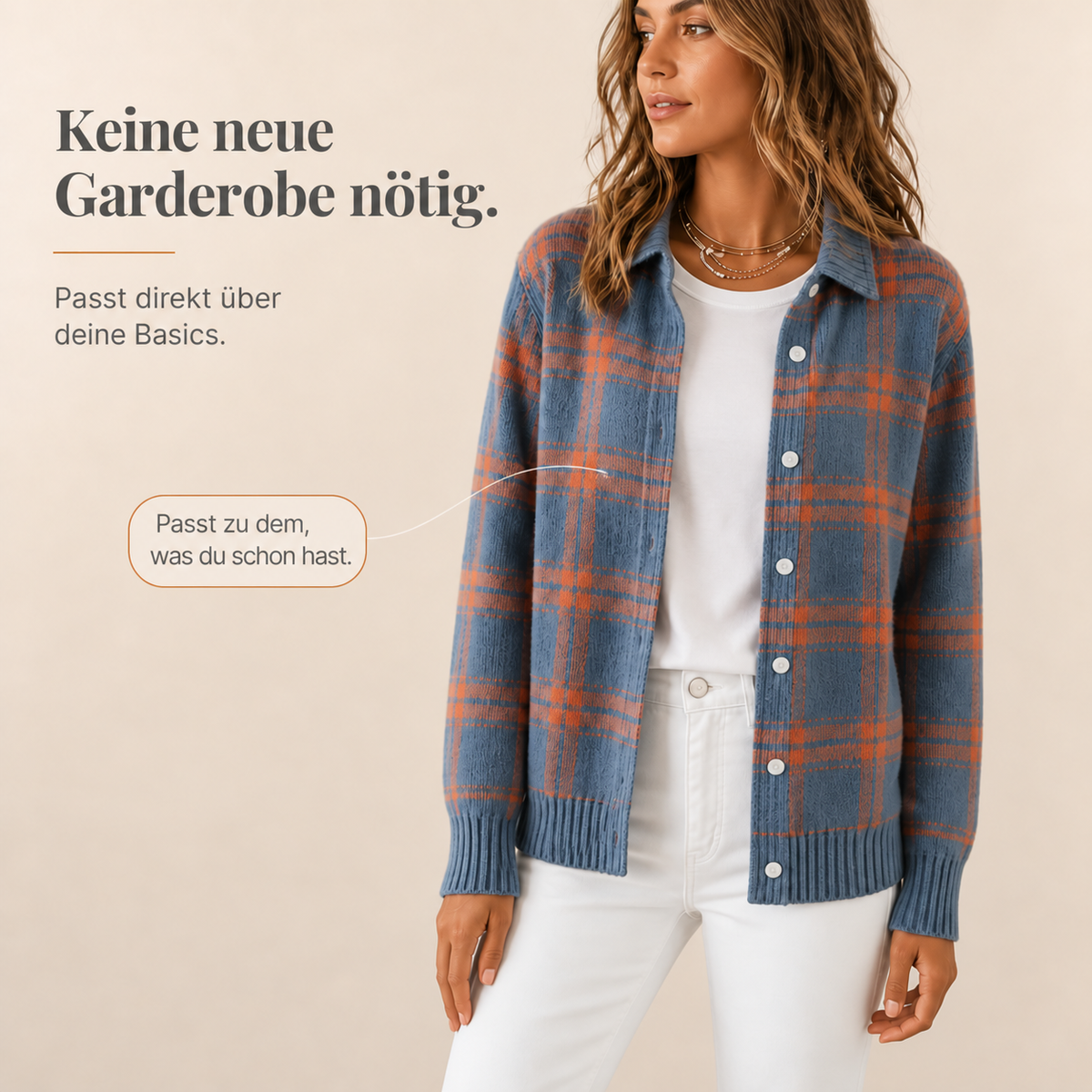Nordspur | Karierte Strickjacke mit Hemskragen