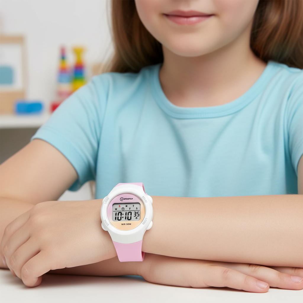 Kinder Digitaluhr Sport mit Alarm Stoppuhr wasserdicht Silikonarmband