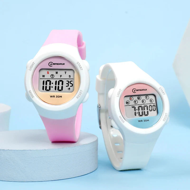 Kinder Digitaluhr Sport mit Alarm Stoppuhr wasserdicht Silikonarmband
