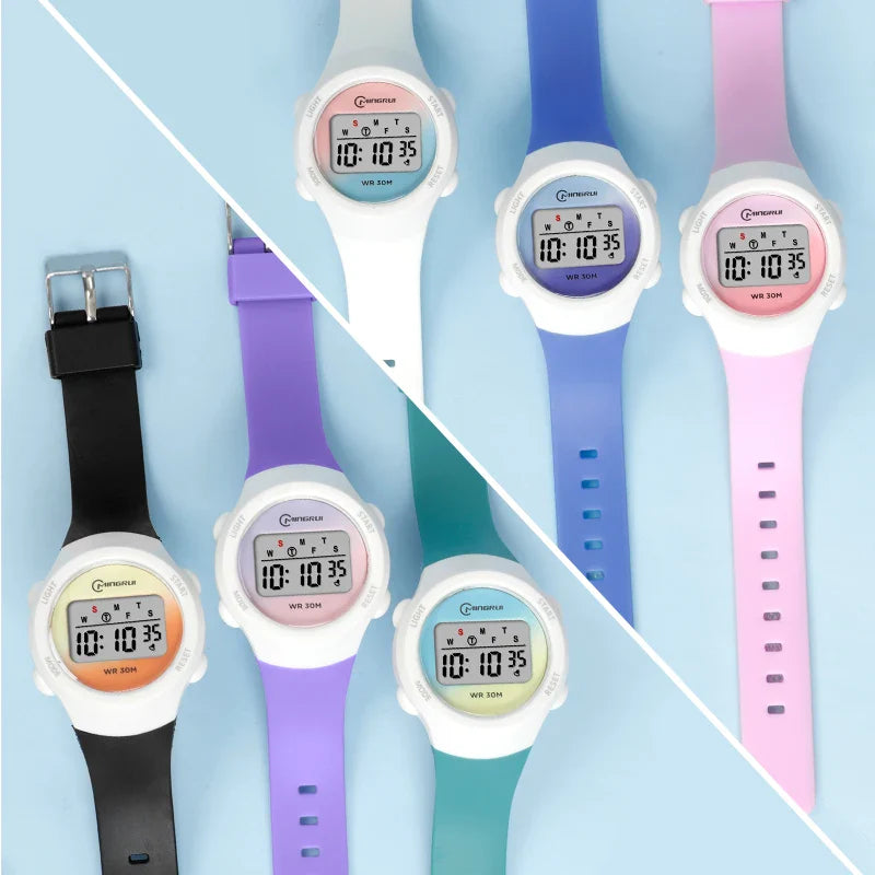 Kinder Digitaluhr Sport mit Alarm Stoppuhr wasserdicht Silikonarmband