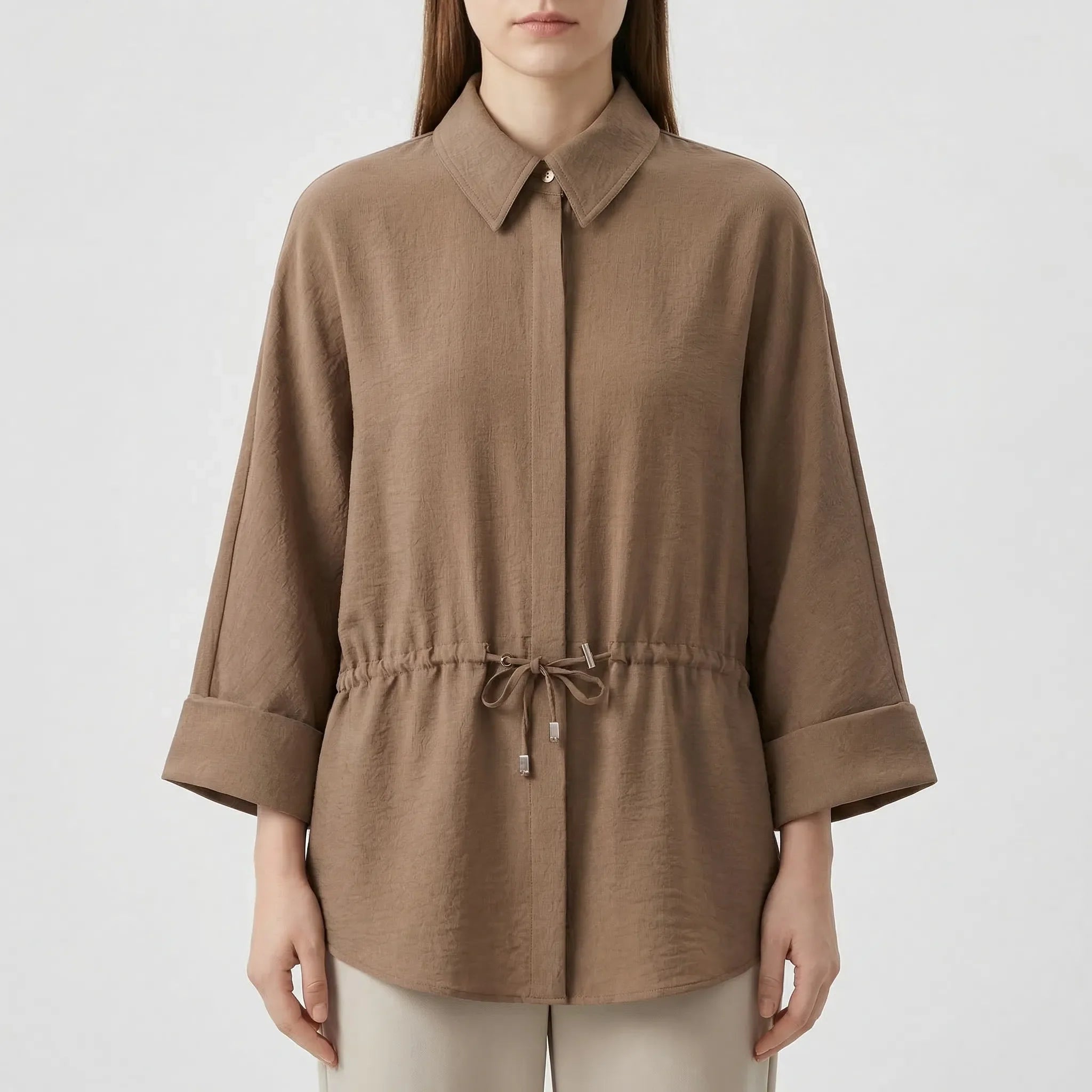 Kimono-Stil Bluse und Hose Set für Damen mit Schnürdetail