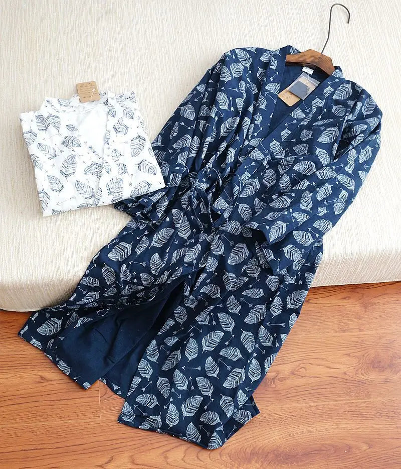 Lockerer Kimono-Bademantel mit V-Ausschnitt und geometrischem Muster