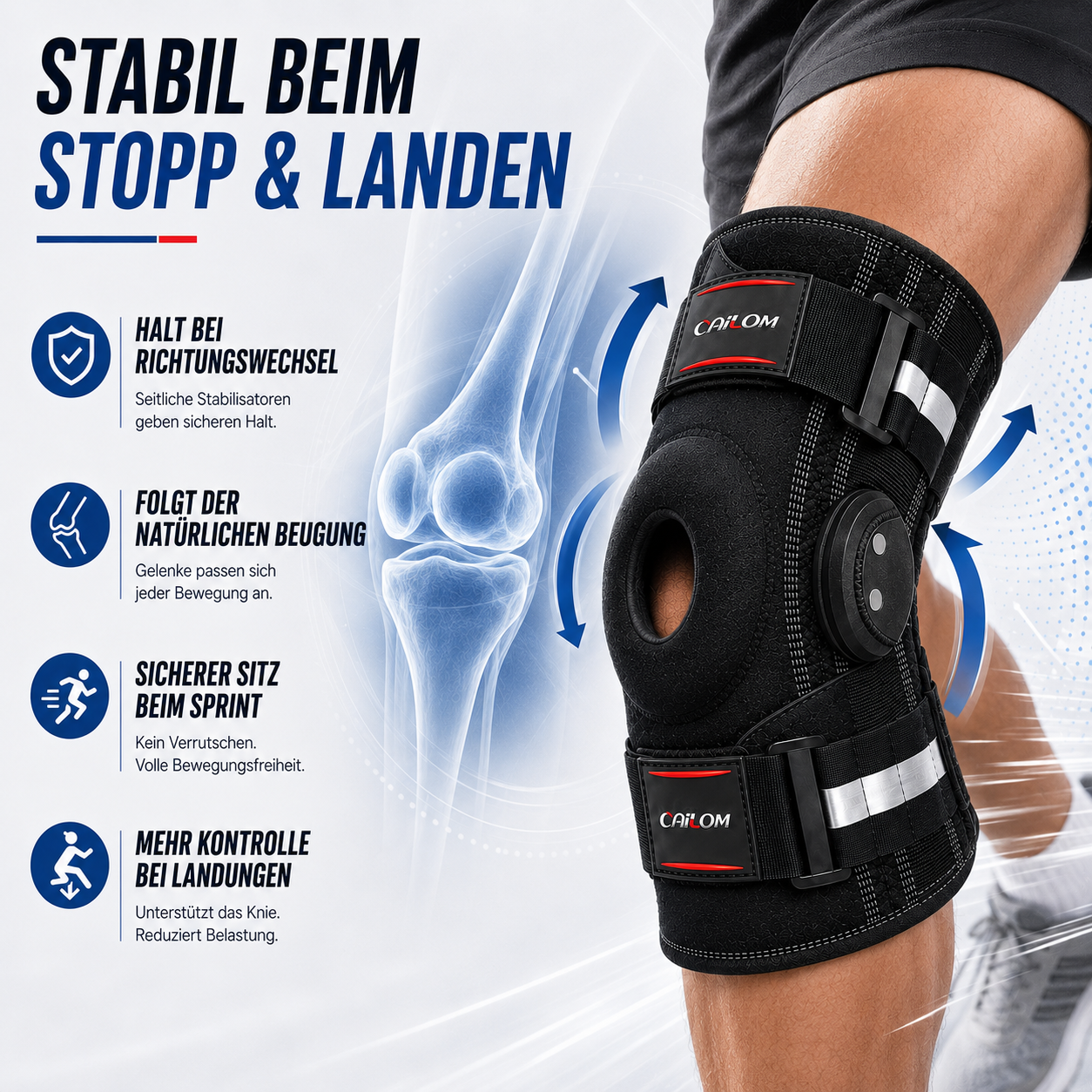 Nordspur | Knevoxa Kniebandage mit Gelenken | Seitliche Stabilisatoren für Sport