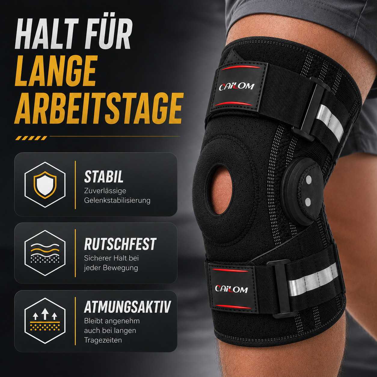 Nordspur | Knevoxa Kniebandage mit Gelenken | Seitliche Stabilisatoren für die Arbeit