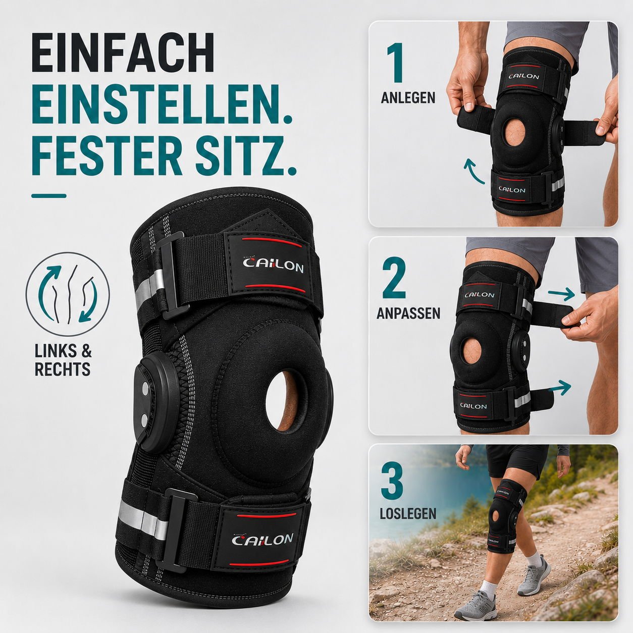 Nordspur | Knevoxa Kniebandage mit Gelenken | Seitliche Stabilisatoren für die Arbeit