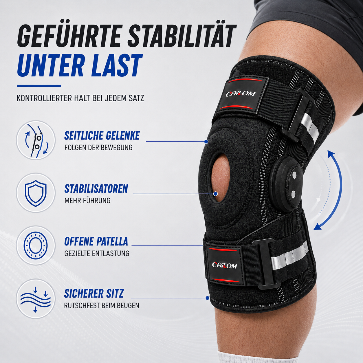 Nordspur | Knevoxa Kniebandage mit Gelenken | Seitliche Stabilisatoren fürs Training