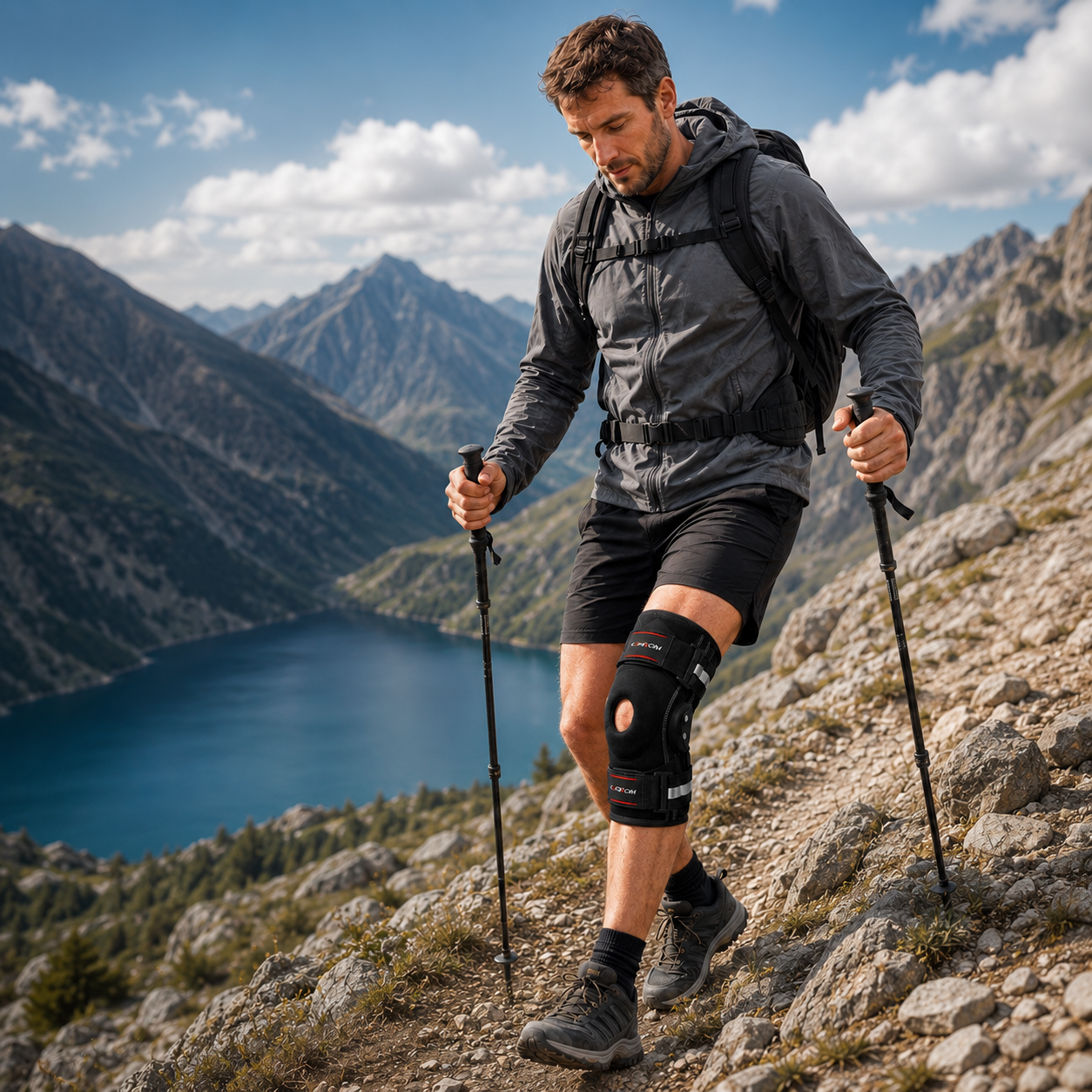 Nordspur | Knevoxa Kniebandage mit Gelenken | Seitliche Stabilisatoren fürs Wandern