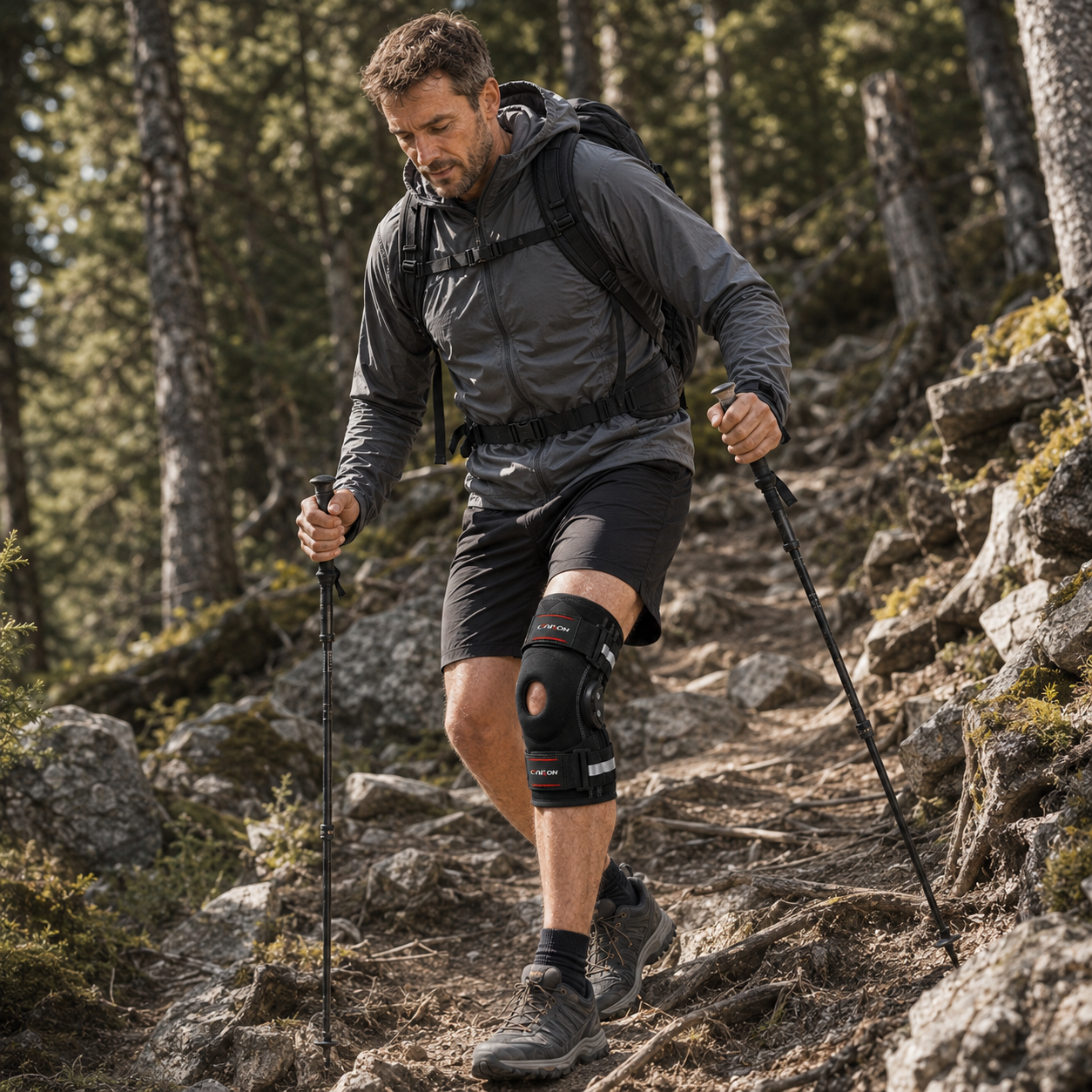Nordspur | Knevoxa Kniebandage mit Gelenken | Seitliche Stabilisatoren fürs Wandern