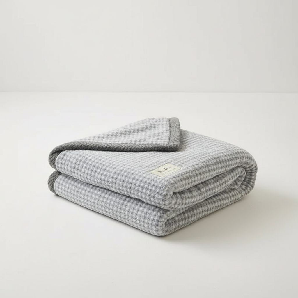 Gestrickte Chenille-Wurfdecke mit Karomuster und Korallenvlies-Rückseite