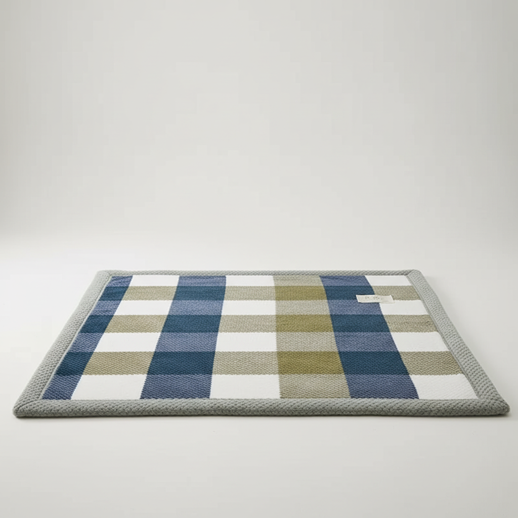 Gestrickte Chenille-Wurfdecke mit Karomuster und Korallenvlies-Rückseite