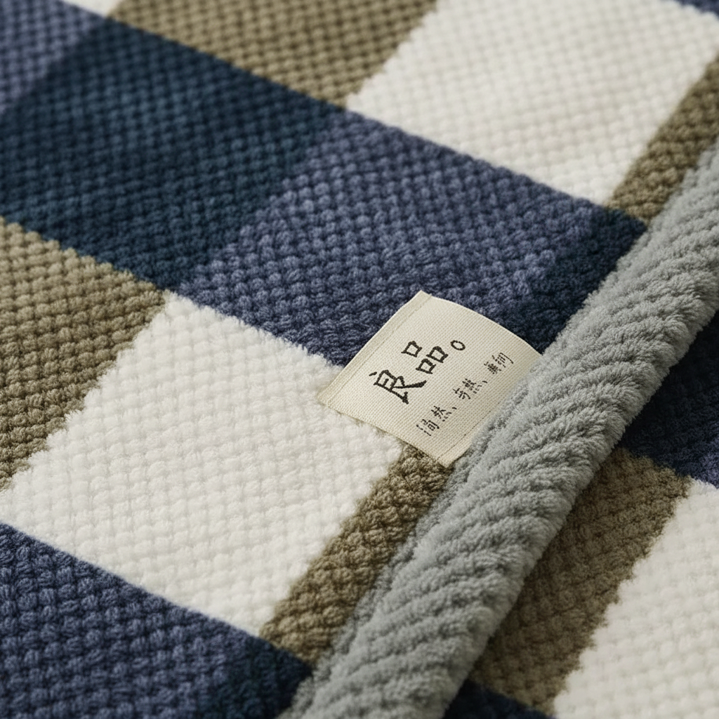 Gestrickte Chenille-Wurfdecke mit Karomuster und Korallenvlies-Rückseite