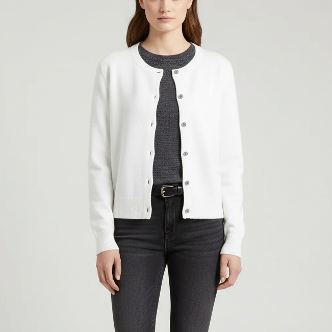 Gestrickte Langarm-Strickjacke Damen weich hochelastisch