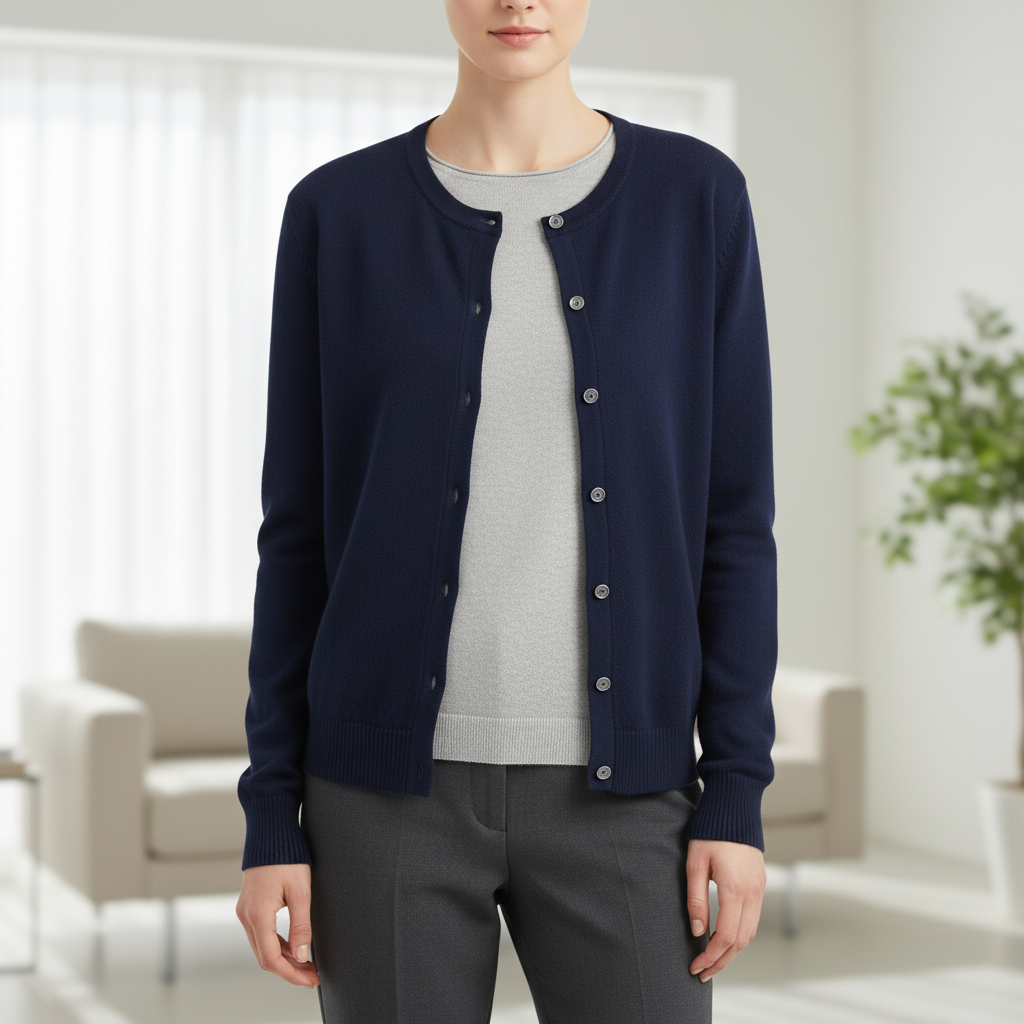 Gestrickte Langarm-Strickjacke Damen weich hochelastisch