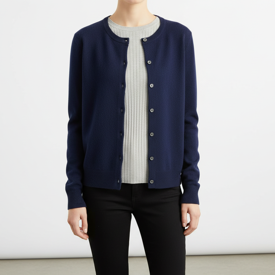 Gestrickte Langarm-Strickjacke Damen weich hochelastisch