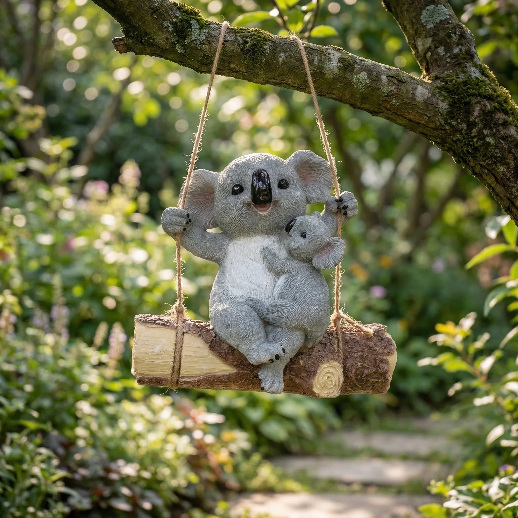 Schwingende Koala-Hängefigur Gartendekoration aus Harz