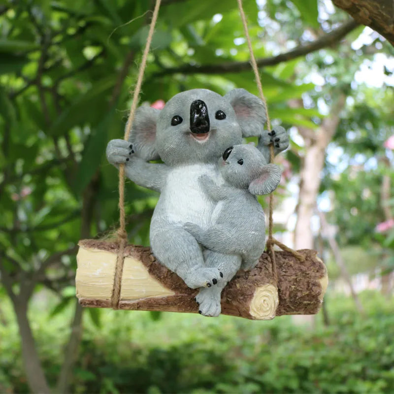 Schwingende Koala-Hängefigur Gartendekoration aus Harz